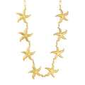 Eight 33mm Heavy Starfish Charms 1*4*12mm Paperclip Chain 90cm With 6mm Round End Tag Waist Chain Gold Tone asonjewelry