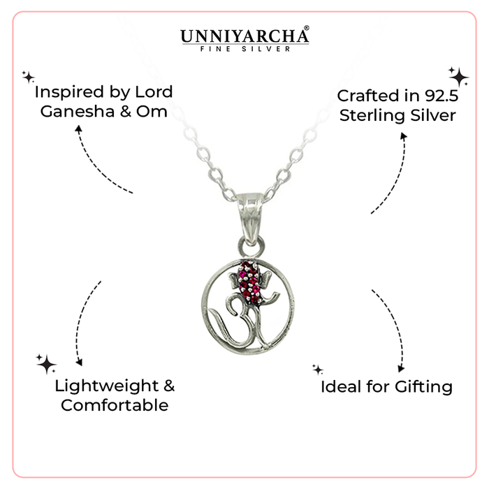 Eternal Bloom 925 Silver Pendant with Ruby Pink Accents