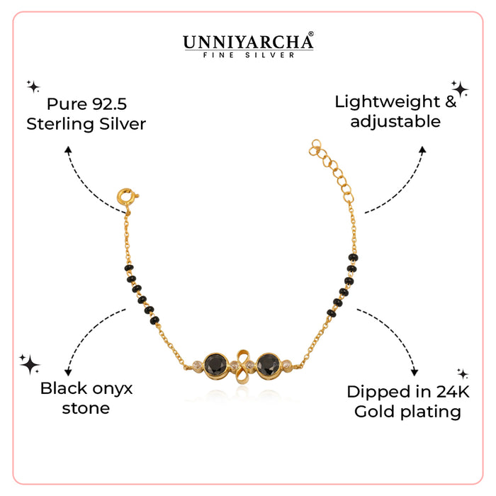 Eternal Knot 92.5 silver black onyx bracelet