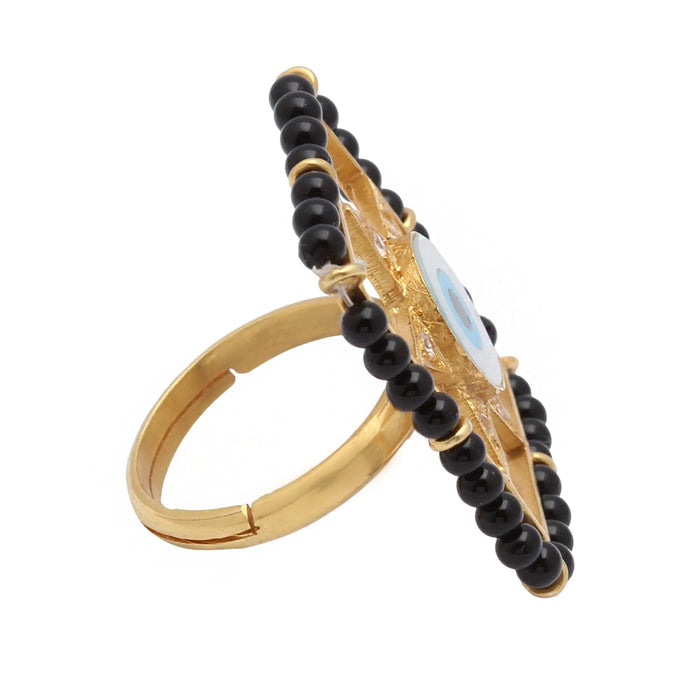 Evil eye and Star Silver Mangalsutra Ring