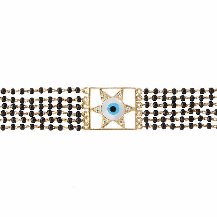 Evil eye silver star mangalsutra choker