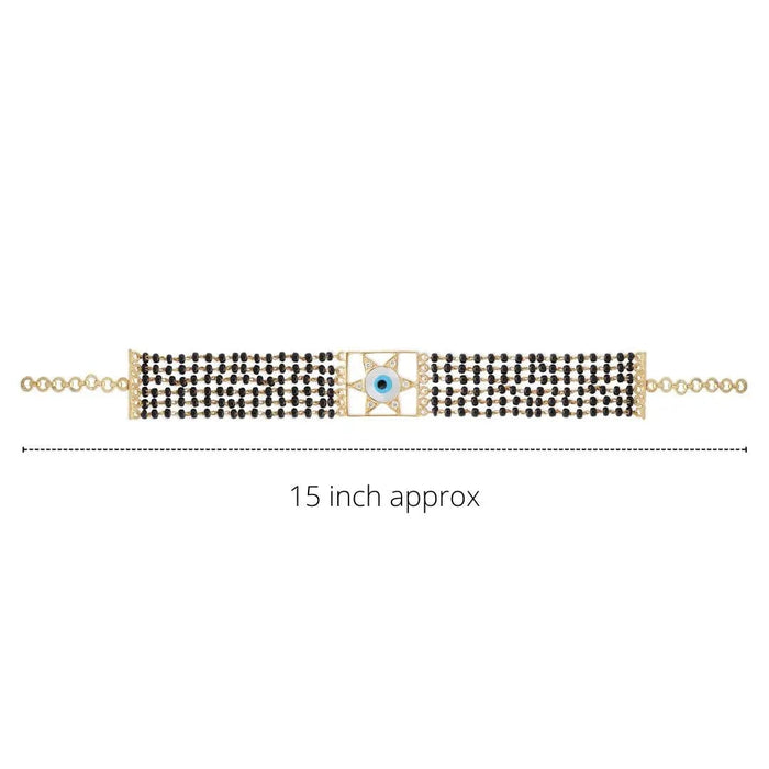 Evil eye silver star mangalsutra choker