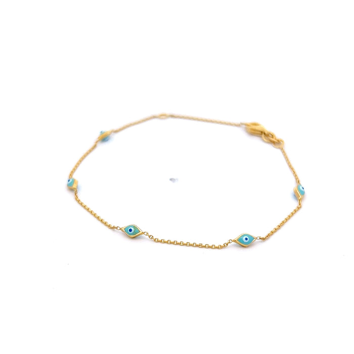 Evil Eye Turquoise Bracelet in 14k Yellow Gold