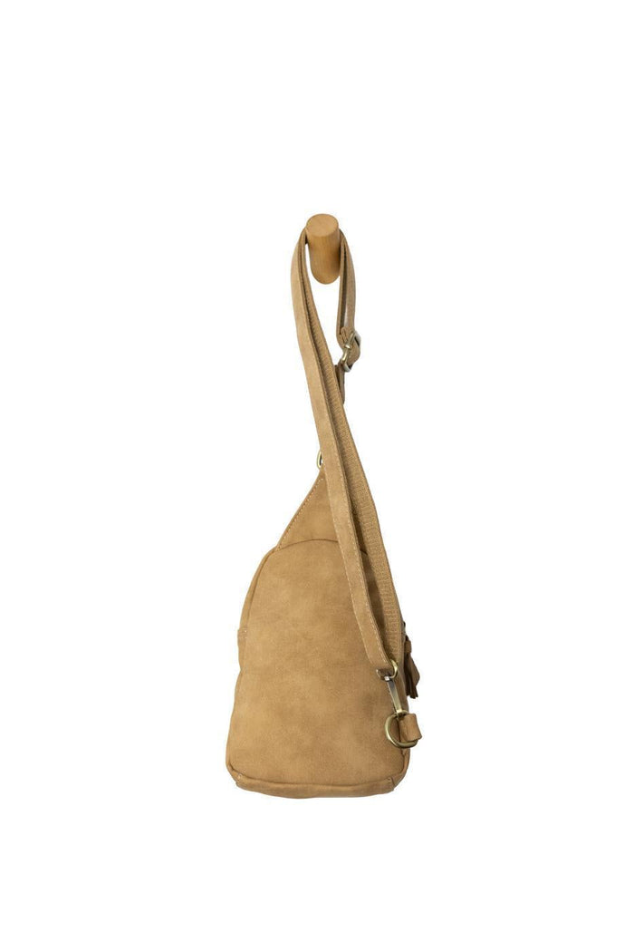 faux suede skyler sling bag