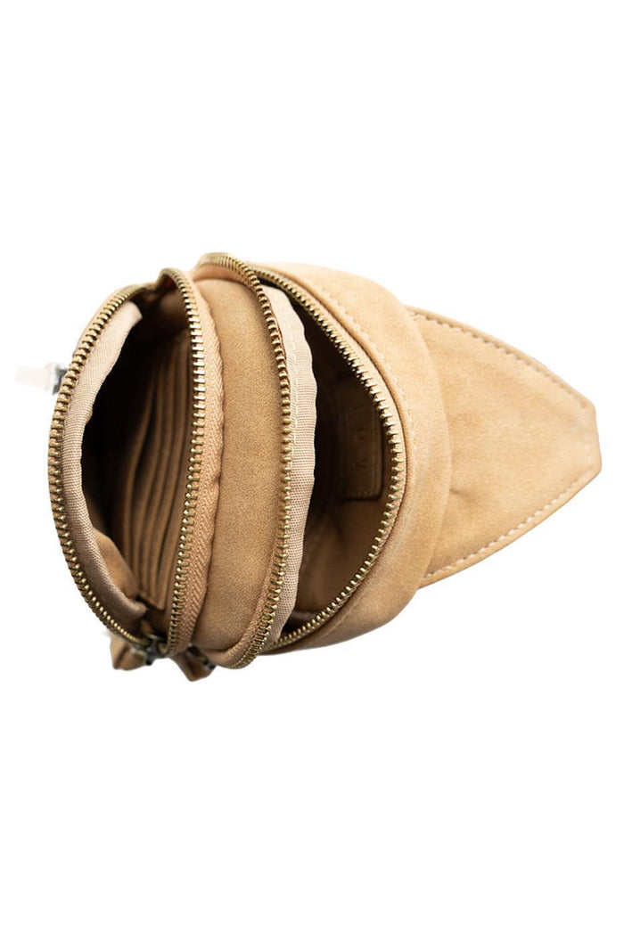 faux suede skyler sling bag