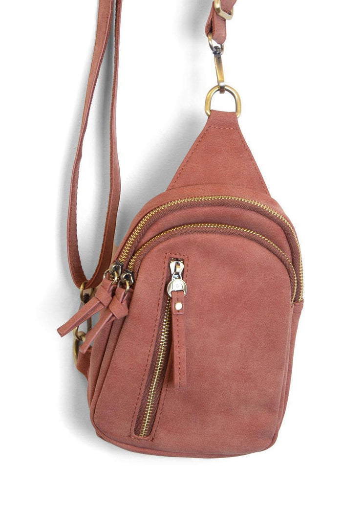 faux suede skyler sling bag