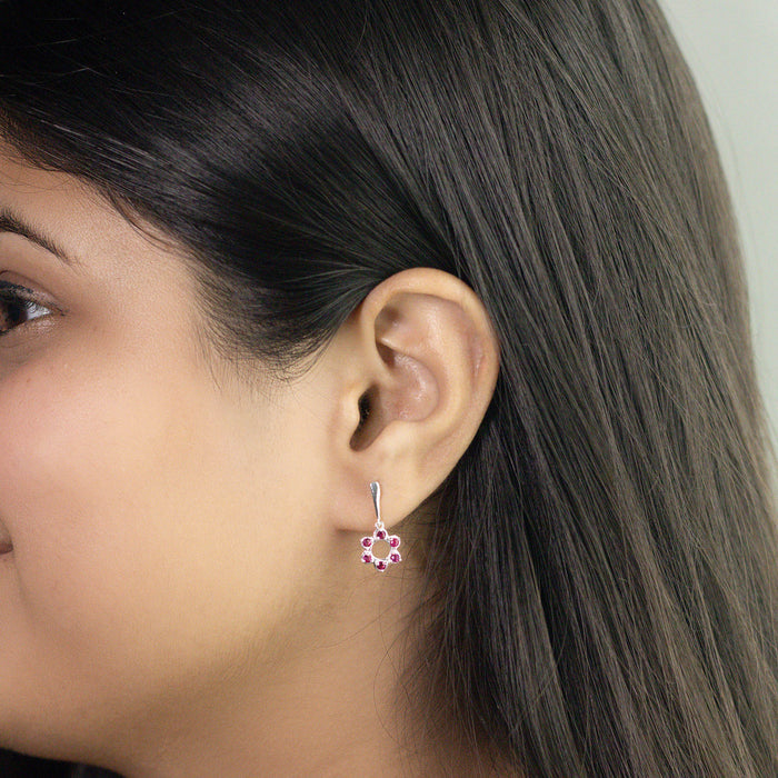 Floral Radiance Silver drop earrings
