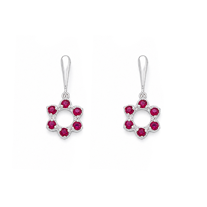 Floral Radiance Silver drop earrings