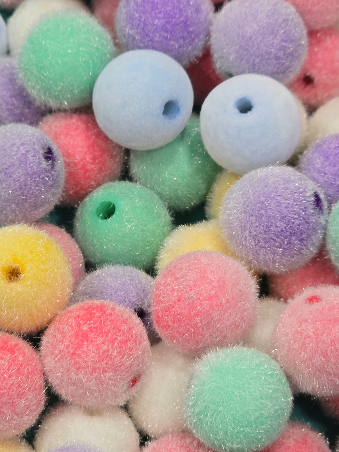 Fuzzy round beads 16mm