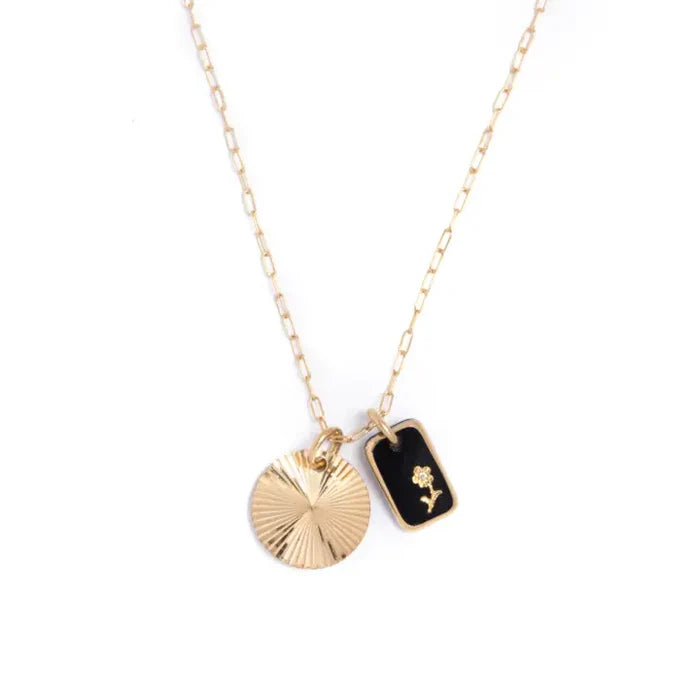 glass and sunburst charm necklace