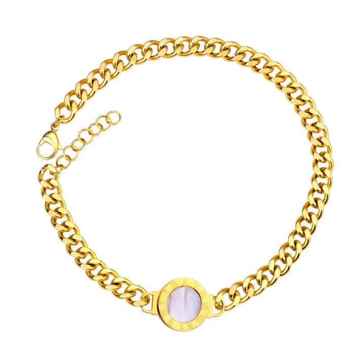 Gold Folding Double Bracelet with Black and White Shells asonjewelry