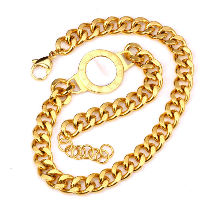 Gold Folding Double Bracelet with Black and White Shells asonjewelry