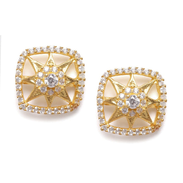 Gold Plated Zircon Silver Studs