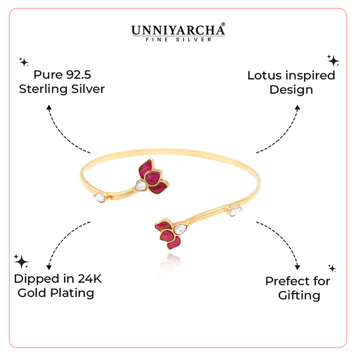 Gorgeous Silver 92.5 Lotus Cuff