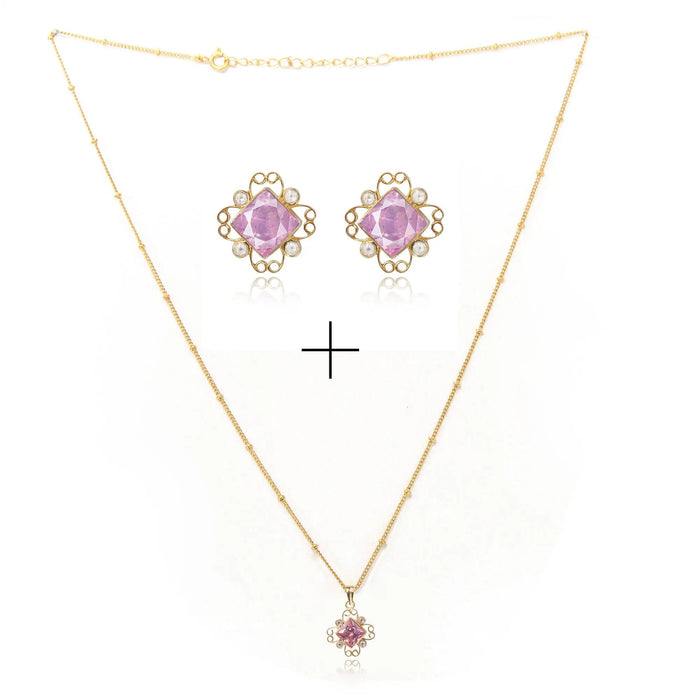 Gulabo Silver Square Pink Earring