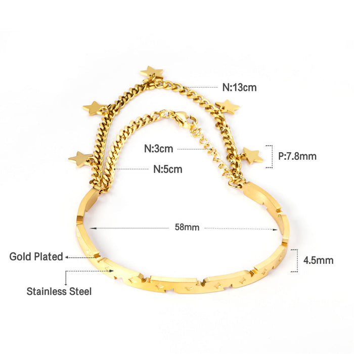 Hard bangle in gold color with end chain & star accessory asonjewelry