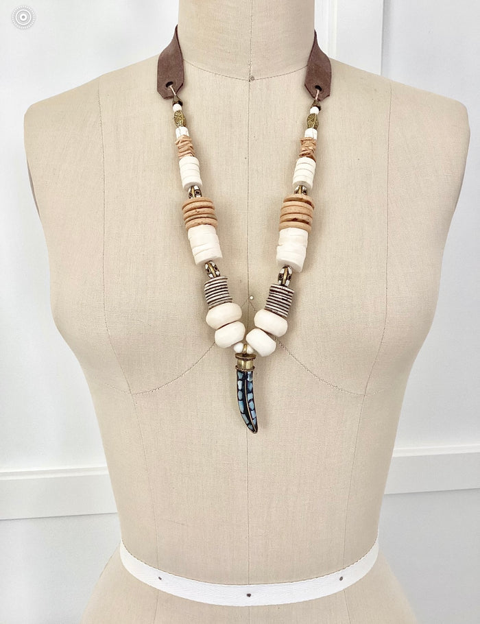 ivory & blue pendant necklace