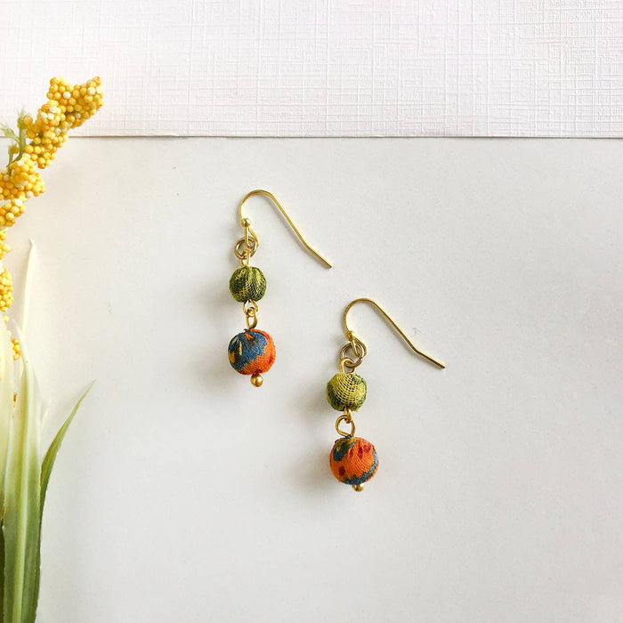 kantha double drop earrings