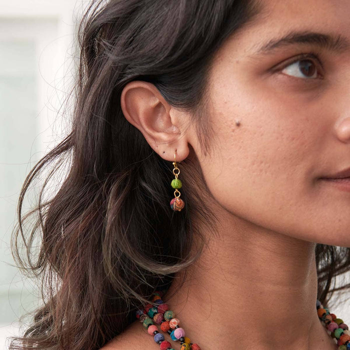 kantha double drop earrings
