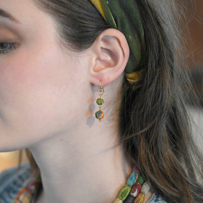 kantha double drop earrings