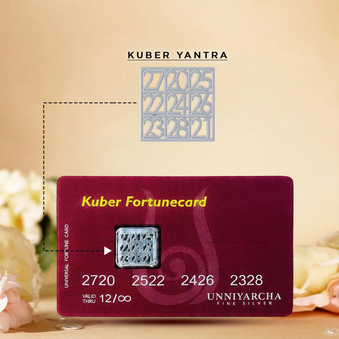 Kuber Fortunecard - 925 Sterling Silver Kuber Yantra (Wallet Card)