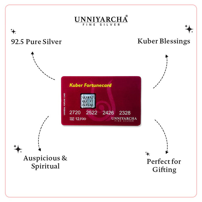 Kuber Fortunecard - 925 Sterling Silver Kuber Yantra (Wallet Card)