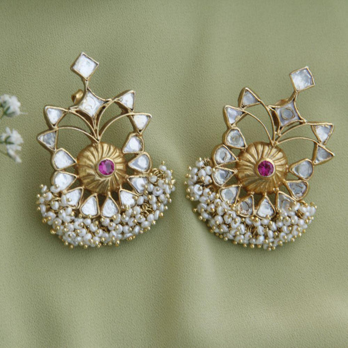 Kundan Pearl Drop Silver Earrings Earrings - By Unniyarcha - Original Manufacturers of Silver Jewelry, Gold Plated Jewellery, Fashion Jewellery and Personalized Soul Bands and Personalized Jewelry