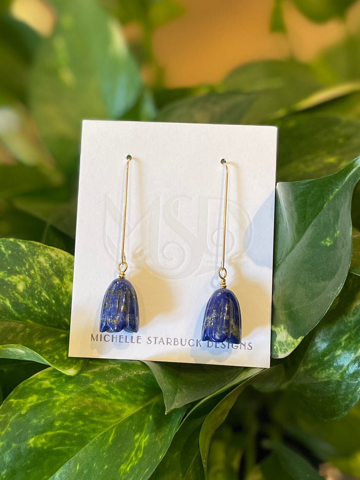 lapis tulip drop earrings