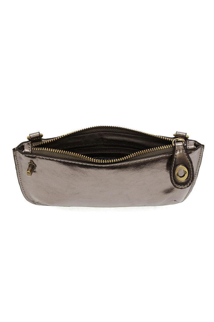 liquid metal mini crossbody wristlet clutch
