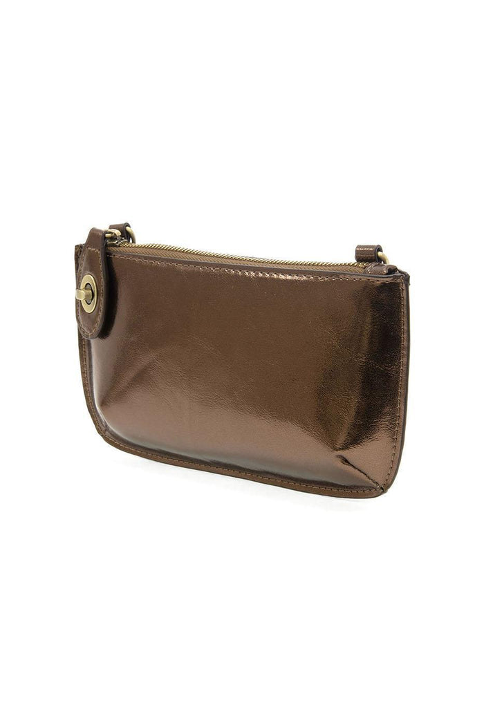 liquid metal mini crossbody wristlet clutch
