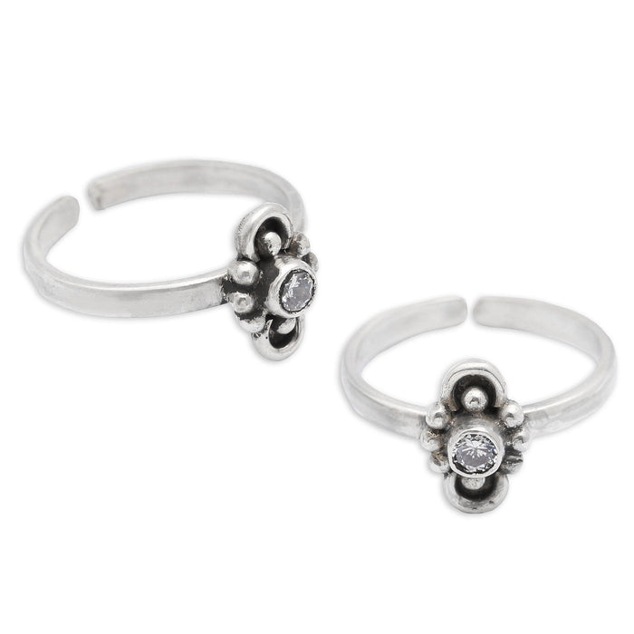 LITTLE FLOWER STONE TOE RING (Pair)