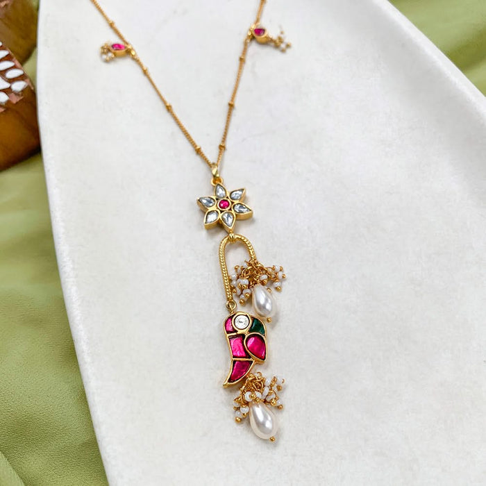 Mithu Flower Charm Silver 24k Gold Plated Necklace