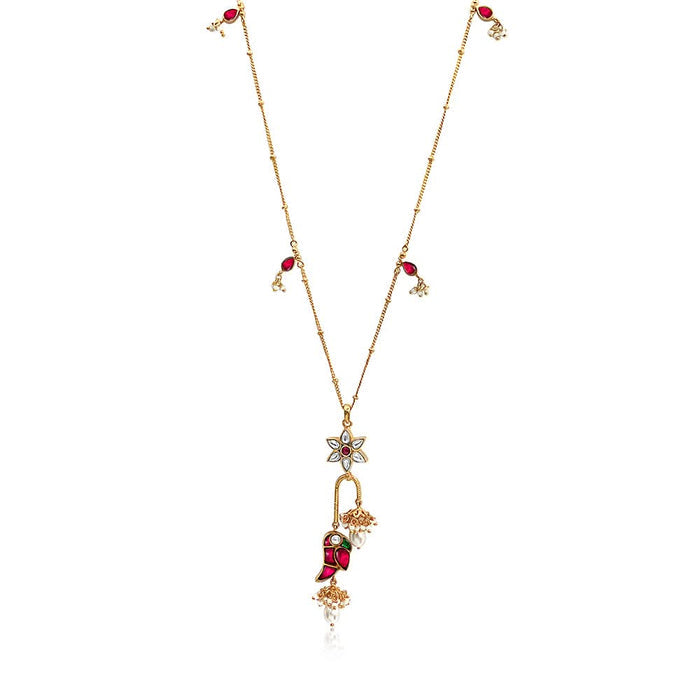 Mithu Flower Charm Silver 24k Gold Plated Necklace