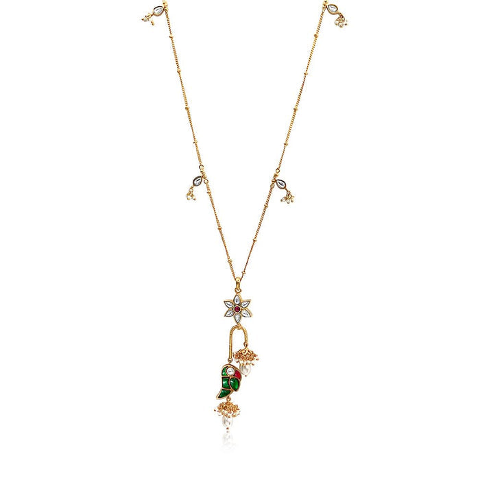 Mithu Flower Charm Silver 24k Gold Plated Necklace