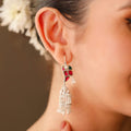 Mithu Gulmohar Cage Silver Sui Dhaga Earrings