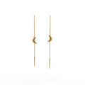 Moon Shaped Threader Earrings in 14k Yellow Gold