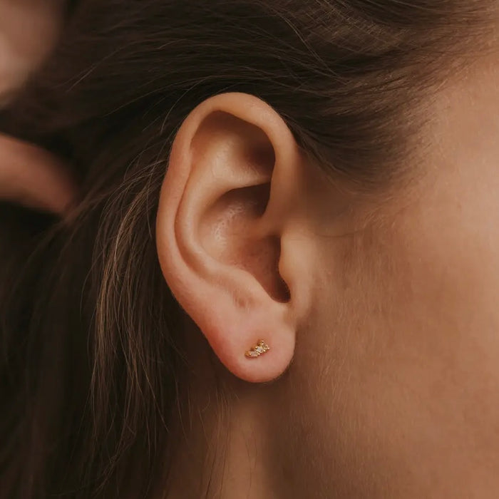 offset trio earring w/ cz stones