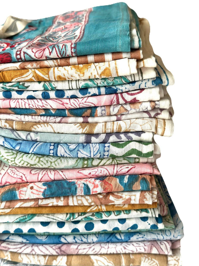 organic cotton block printed scarf