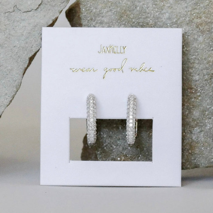 pave hoop earrings - white cz