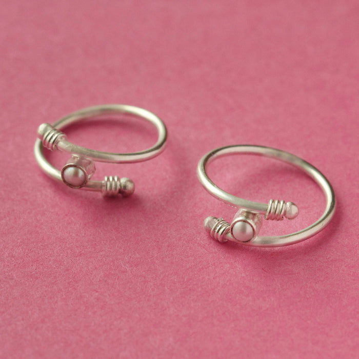 Pearl Adjustable Sterling 92.5 Sterling Silver Toe Ring (Pair)