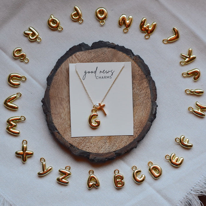 Pearl & Cross Initial Necklace