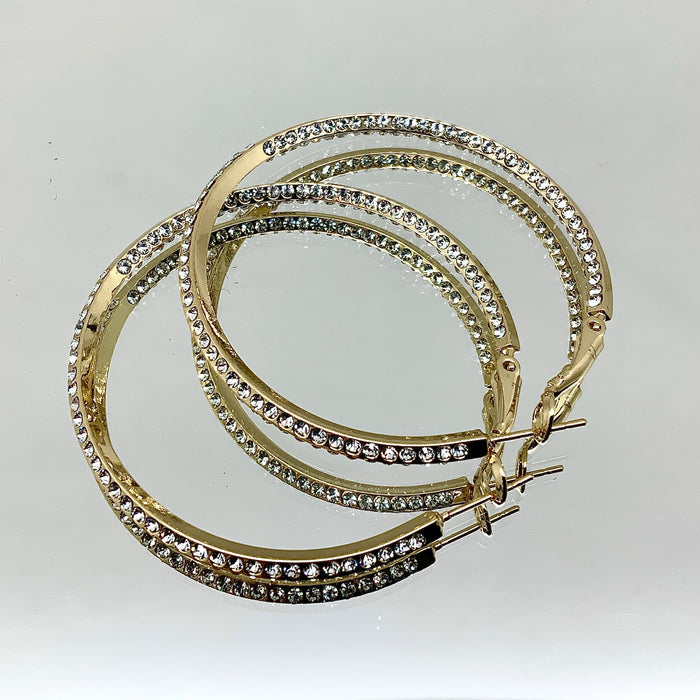 Premium Crystal Medium Inside Out Hoop Earring 1.5"