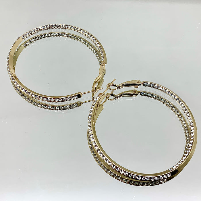 Premium Crystal Medium Inside Out Hoop Earring 1.5"