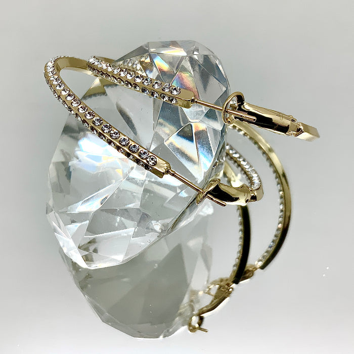 Premium Crystal Medium Inside Out Hoop Earring 1.5"