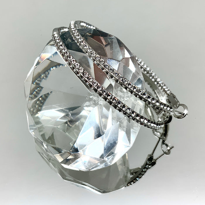 Premium Crystal Medium Inside Out Hoop Earring 1.5"