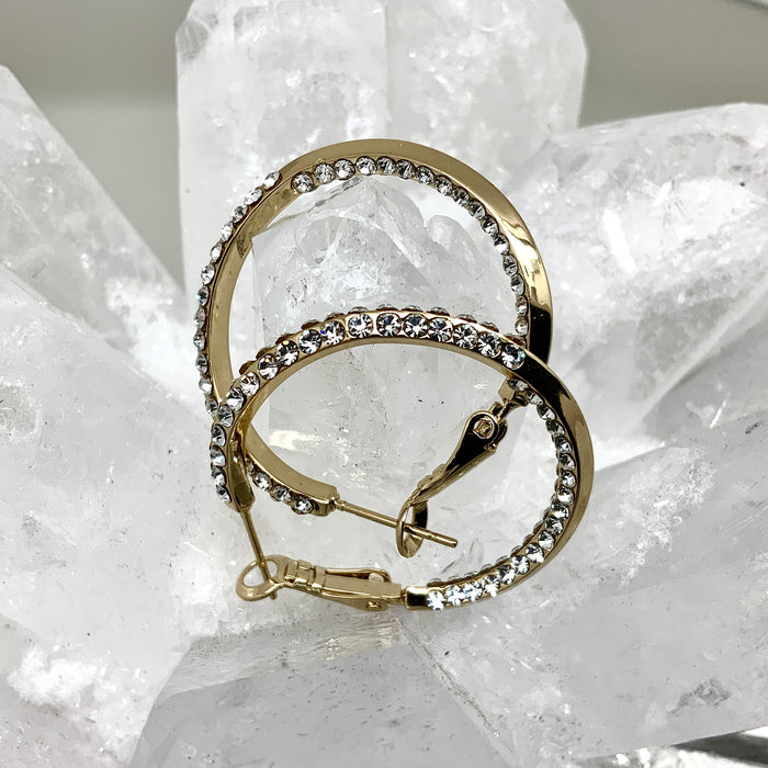 Premium Crystal Small Inside Out Hoop Earring 1.25"