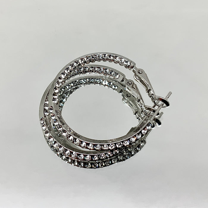 Premium Crystal Small Inside Out Hoop Earring 1.25"