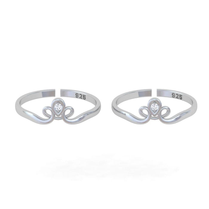 Pure 92.5 Silver Crown Toe Rings (Pair)