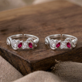 Pure 92.5 Silver Dual Stone Designer Toe Rings (Pair)