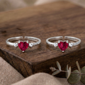 Pure 92.5 Silver Heart Zircon Toe Rings